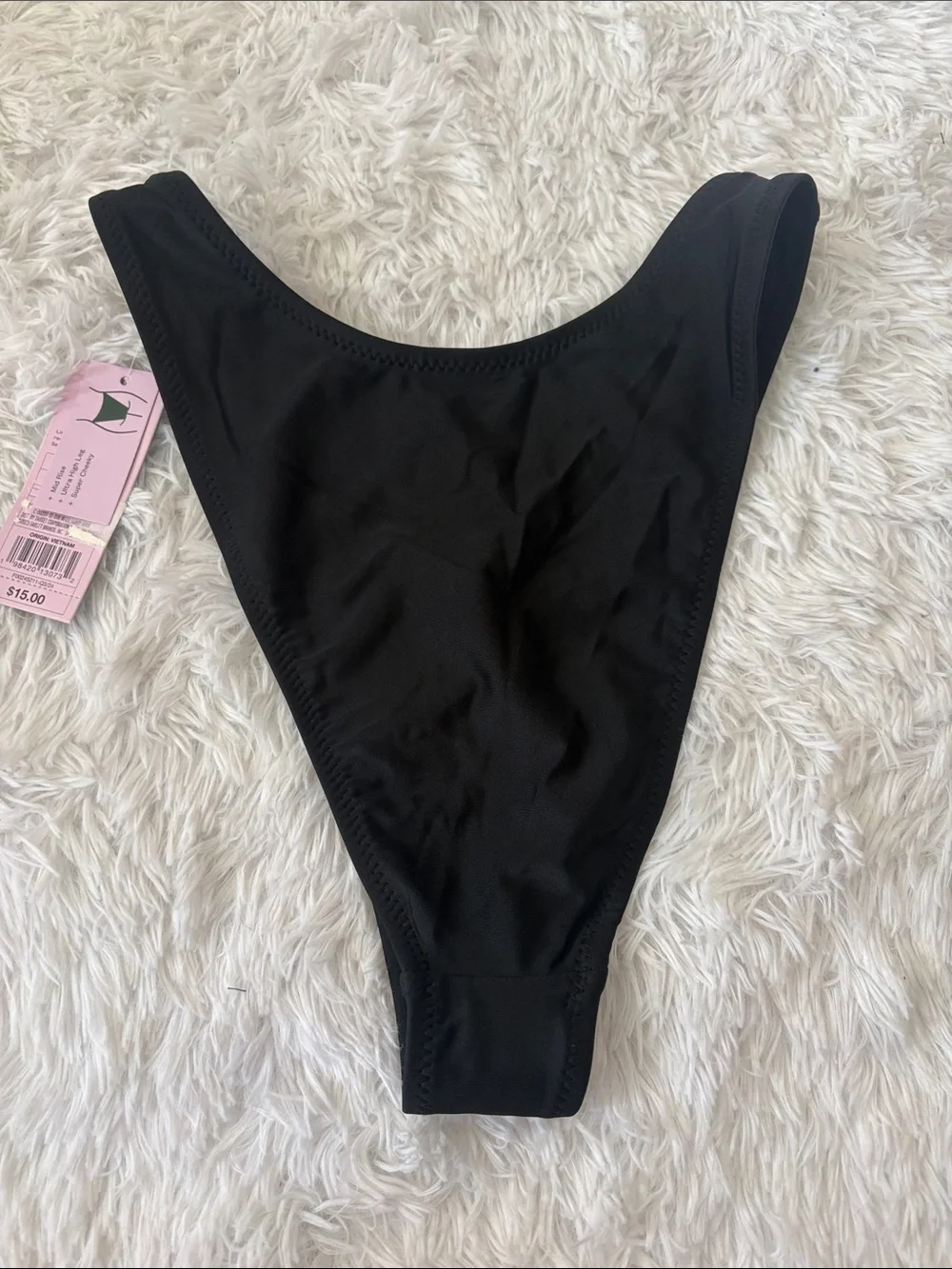 NWT Wild Fable Black Swim Bikini Bottoms Mid Rise Ultra High Leg Super Cheeky S